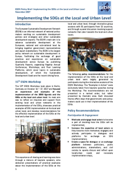 Implementing the SDGs at the Local and Urban Level
