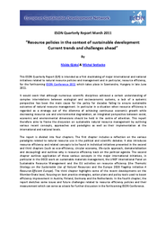 Resource Policies in the SD context: Current Trends and Challenges