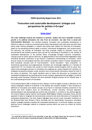 Innovation and SD: Linkages and Perspectives for European Policies