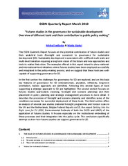 Future Studies in Governance for SD and Public Policy-Making