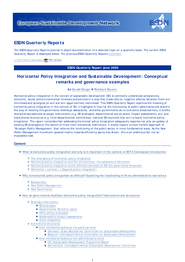 Horizontal Policy Integration and SD: Governance Examples