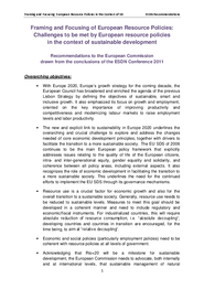 ESDN Recommendations to the European Commission